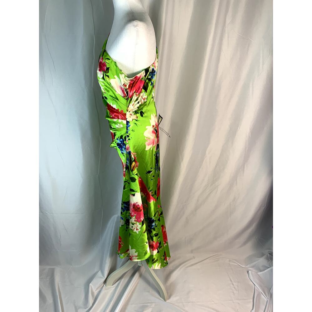 Eliza J Printed Asymmetric One-Shoulder Midi Dress – Green – Size 10 – NWT - Picture 5 of 7